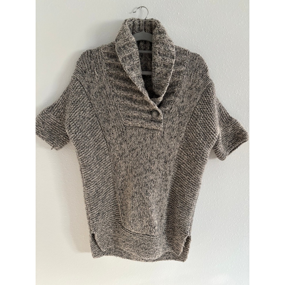 Theory Wool Sweater Womens Petite Gray Short Sleeve Chunky Cashmere Y2K Preppy‎